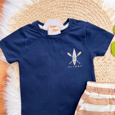 Conj. Camiseta Kaiaque e Bermuda em Sarja - Marinho e Areia